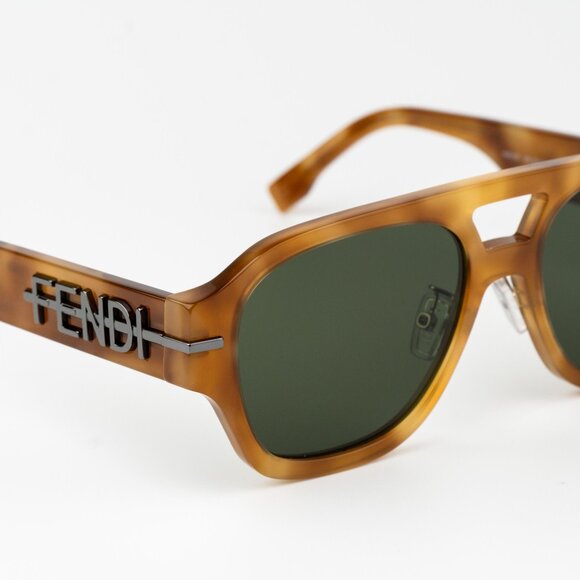 Fendi FENDIGRAPHY Men Sunglasses Square Havana Green FE40130F 55N BRAND NEW - Picture 6 of 10